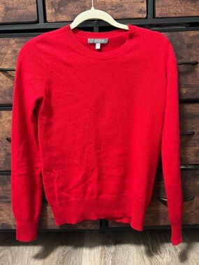 Neiman Marcus Bright Red Cashmere Crewneck Sweater (The Cashmere Collection)
